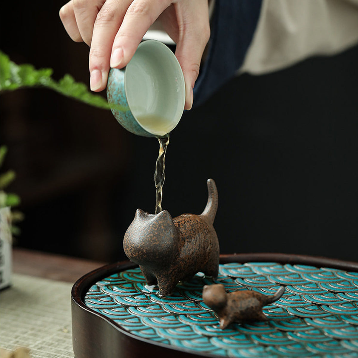 Quiet Paws | Textured Ceramic Cat Tea Pet Collection