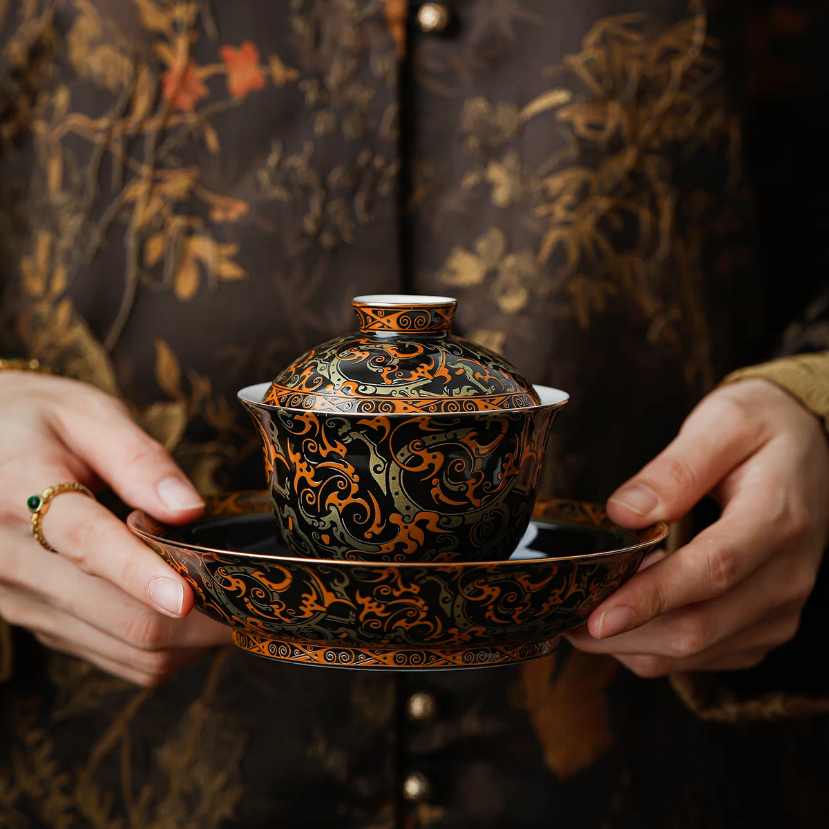 Warring States Dragon | Handcrafted Gilded Relief Ceramic Tea Set