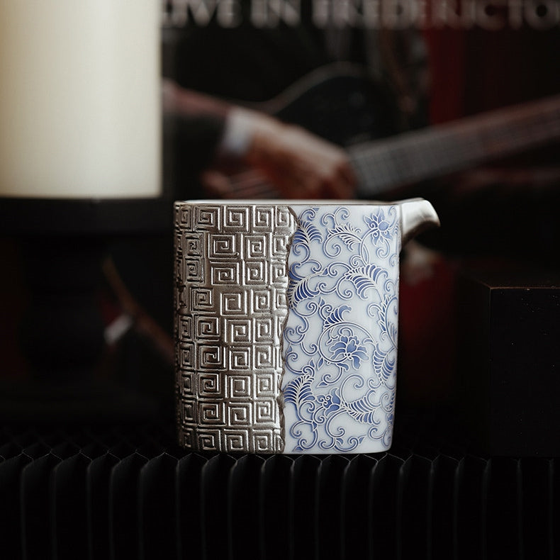Fourfold Fortune | Handcrafted Silver-Detailed Porcelain Tea Pitcher