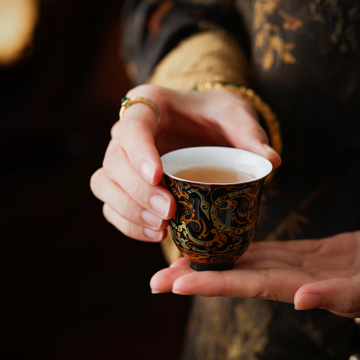 Warring States Dragon | Handcrafted Gilded Relief Ceramic Tea Set