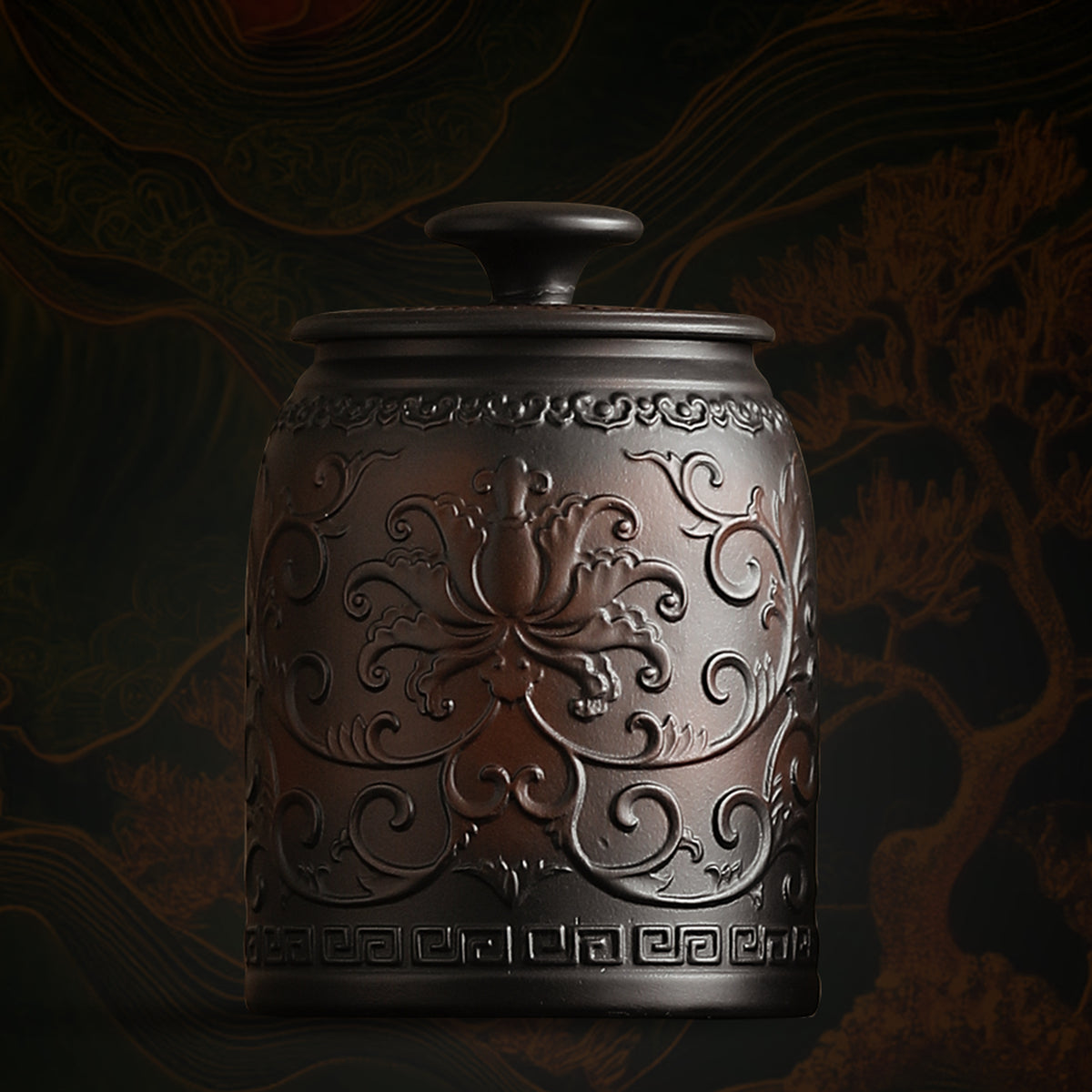 Scrolling Lotus | Handcrafted Zitao Tea Canister