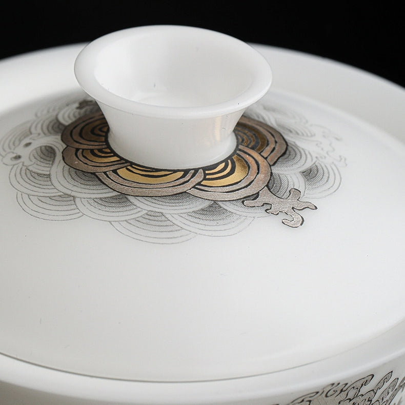 Rising Tide | Handcrafted Ice Jade Porcelain Gaiwan