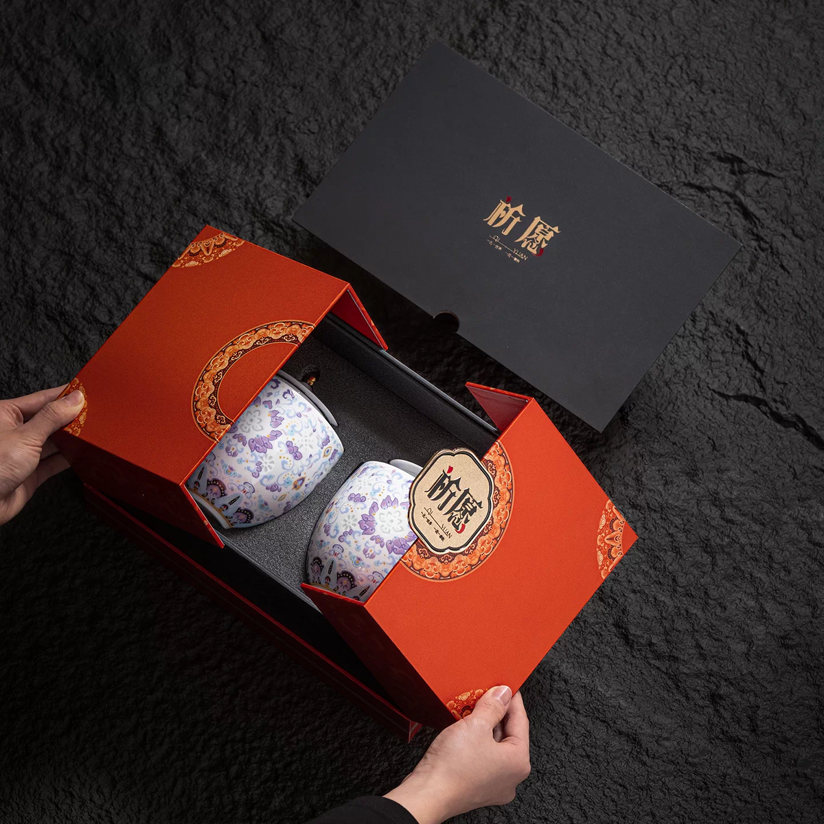 Luminous Bloom | Handcrafted Linglong Ceramic Tea Canister Pair