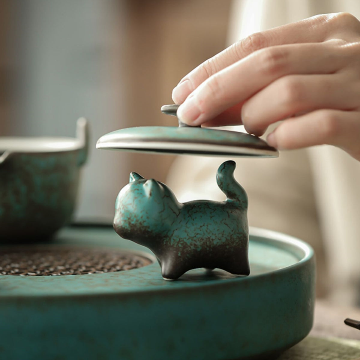Little Tiger | Reactive-Glaze Ceramic Cat Tea Pet