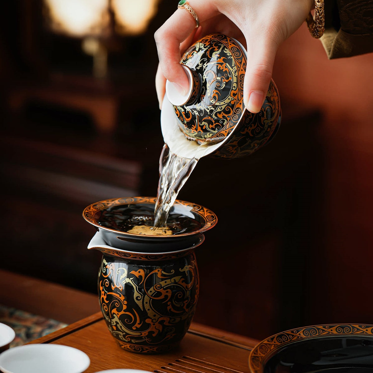 Warring States Dragon | Handcrafted Gilded Relief Ceramic Tea Set