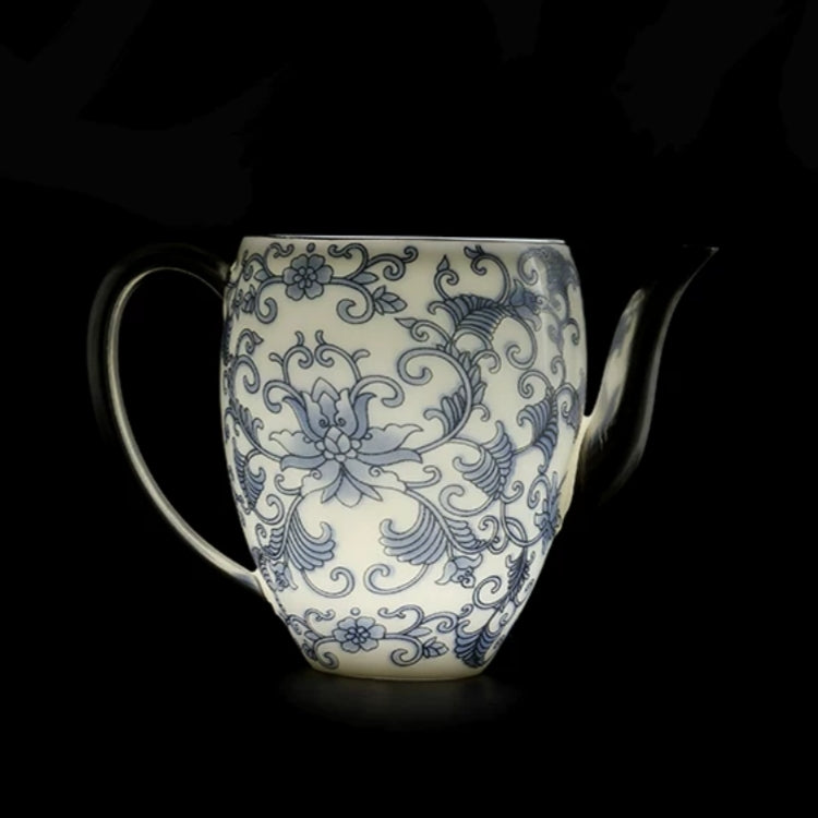 Moonlit Lotus | Handcrafted Pure Silver-Detailed Ceramic Meiren Teapot Set