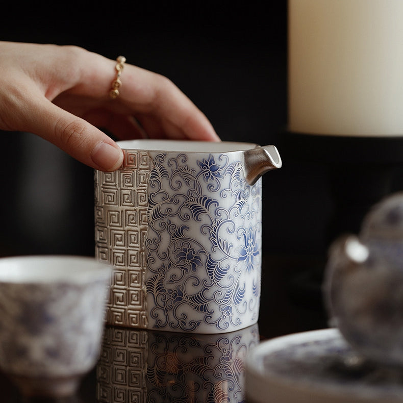 Fourfold Fortune | Handcrafted Silver-Detailed Porcelain Tea Pitcher