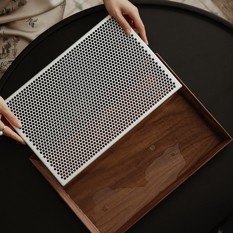 Quiet Grid | Handcrafted Walnut & Aluminium Gongfu Tea Tray