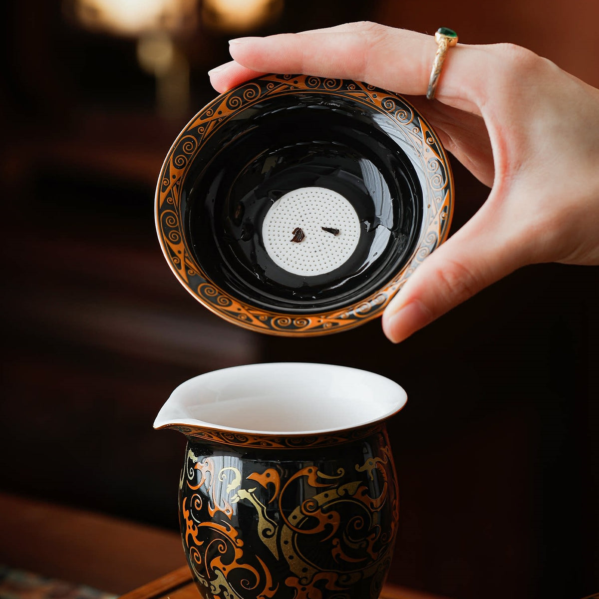 Warring States Dragon | Handcrafted Gilded Relief Ceramic Tea Set