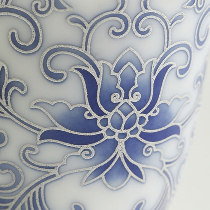 Moonlit Lotus | Handcrafted Pure Silver-Detailed Ceramic Teacup Pair