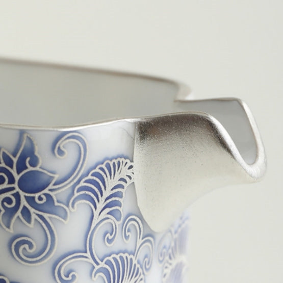 Fourfold Fortune | Handcrafted Silver-Detailed Porcelain Tea Pitcher
