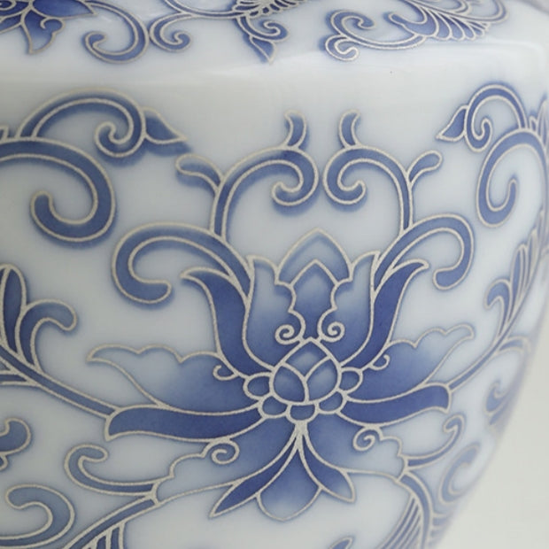 Moonlit Lotus | Handcrafted Pure Silver-Detailed Ceramic Side-Handle Teapot