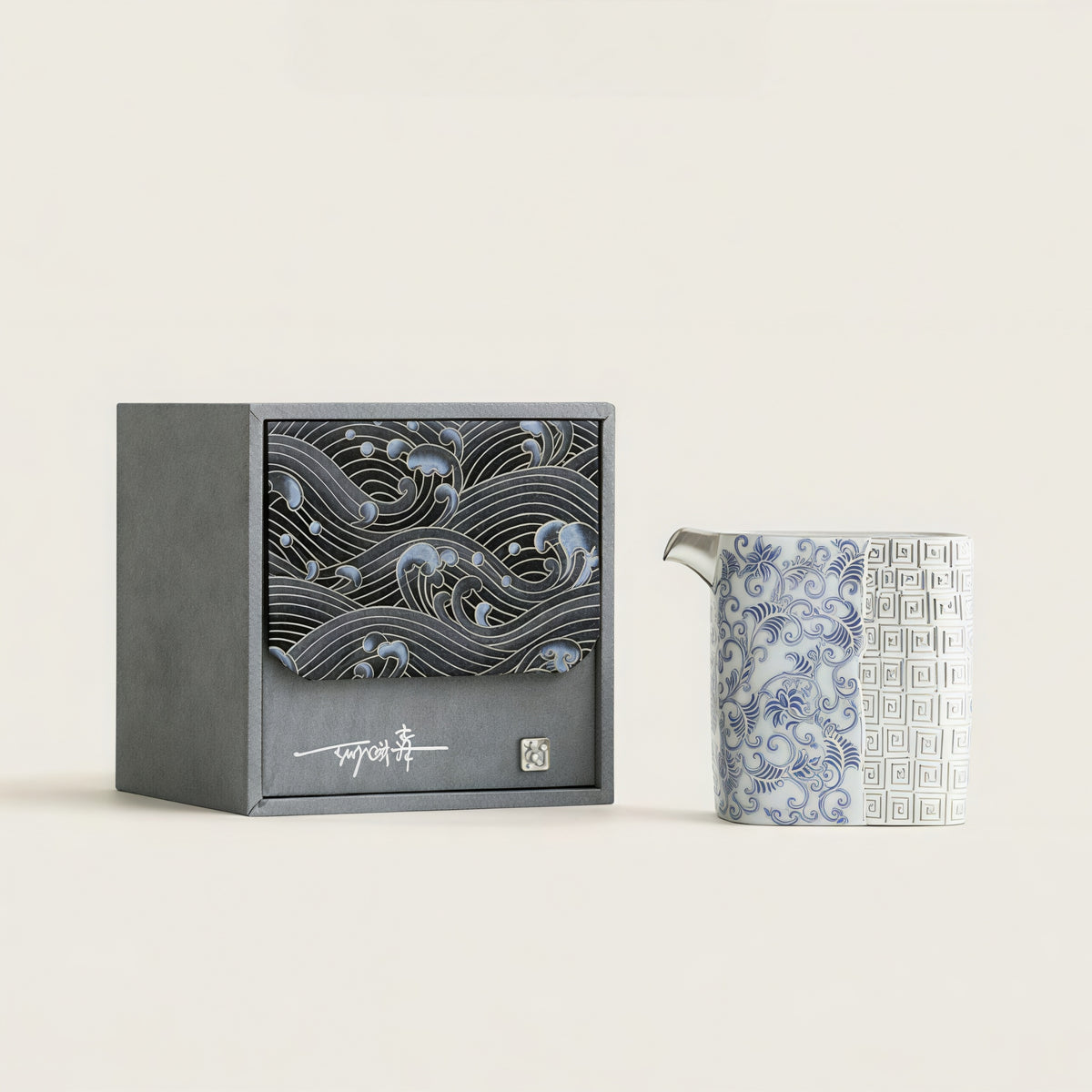 Fourfold Fortune | Handcrafted Silver-Detailed Porcelain Tea Pitcher