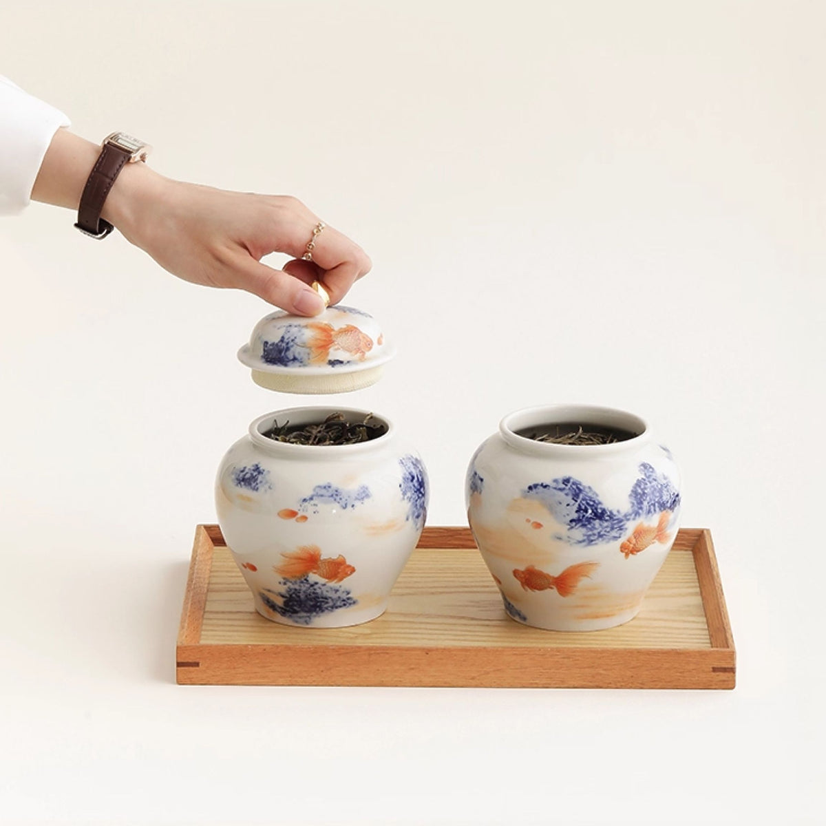 Abundant Waters | Handcrafted Ceramic Tea Canister Pair